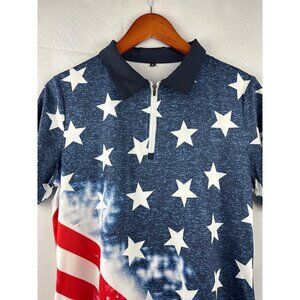 Soneven American Flag Polo Shirt M Polyester & Elastane